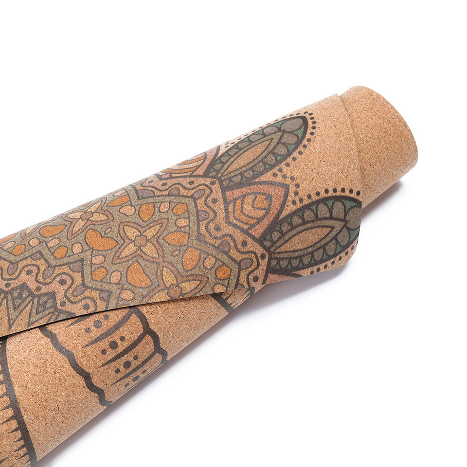 Large Design Sweat Absorb Organic Cork Yoga Mat With Carrying Strap