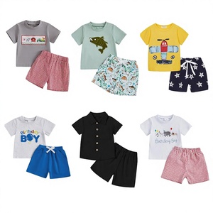 Conjuntos de Camiseta y Pantalones Cortos para Niños, Material Mixto, Estampados Coloridos de Dibujos Animados, Ropa de Verano para Niños CN/GUA - Product Image 3