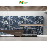 Comptoir en marbre bleu grande dalle de pierre frittée carreaux produit en porcelaine pour les applications extérieures d'escalier de jardin de sous-sol