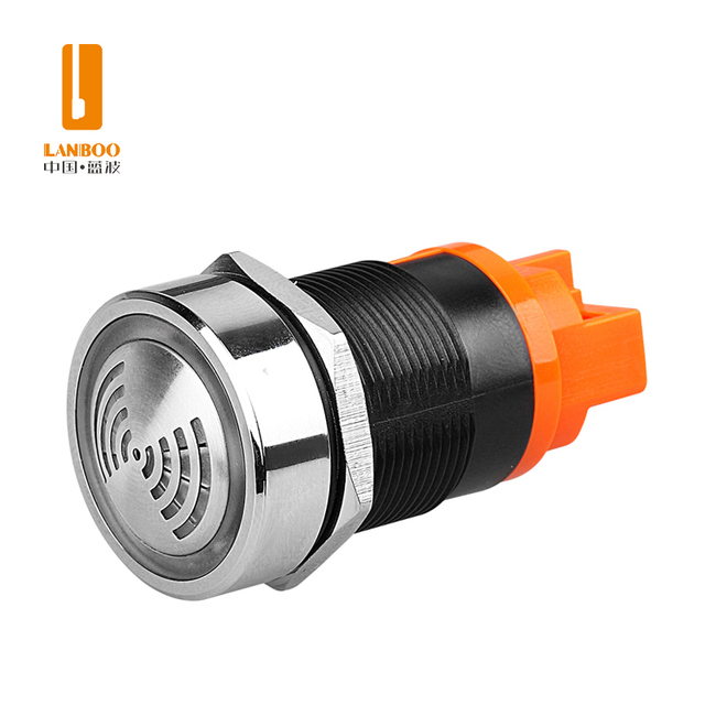 LANBOO 22mm DC12V/24V AC220V Intermittent Alarm Flashing LED Metal signal Buzzer