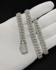 Cadena de Plata con Eslabones de Moissanita de Lujo Estilo Hip Hop, Collar Cubano Iced, Joyería de Diseño para Moda Urbana, Chapado en Oro, Unisex - Product Image 1