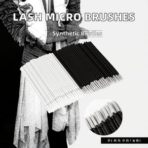 Micro-brosses à tête longue jetables, applicateurs pliables pour le nettoyage de la colle à cils, 100 pièces - Product Image 2