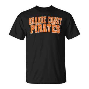 Camiseta Orange Coast Pirates negra para hombre, cuello redondo, manga corta, deportes y juegos, serigrafía - Product Image 1