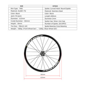بولسو WS009 مخصصة <span class=keywords><strong>700C</strong></span> سبائك الألومنيوم مسار دراجة سرعة واحدة عجلة دراجة فيكسي والعتاد حافة دراجة - Product Image 6