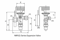 Válvula de Expansión Termostática STF NRF1-1/2HW100 R22 (Plástico y Metal) 5.28 Kw -40C a +10C para Sistema de Refrigeración, Cámara Frigorífica