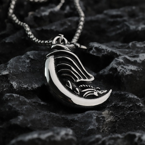 สร้อยคอจี้รูปมังกรสแตนเลสสำหรับผู้ชายรูปทรงสัตว์ไม่สมมาตรเครื่องประดับแฟชั่นสำหรับการจับคู่เสื้อผ้า - Product Image 3