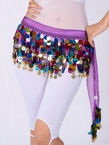 Bohemia estilo multicolorido espumante lantejoula franja envoltório cintura saia quadril cachecol para dança do ventre desempenho cinto cadeia acessório - Product Image 3