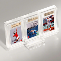 Boîtier de présentation en acrylique arrondi de 8 mm d'épaisseur avec protection UV, 3 emplacements, base et couvercle magnétique pour cartes BGS et protège-slabs de collection