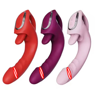 Zungenleckender Heiz- und Stoßvibrator, Dildo, G-Punkt- und Klitorisstimulator aus Silikon, Massage-Sexspielzeug für Erwachsene für Frauen