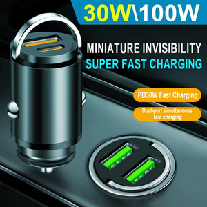 ที่ชาร์จไฟในรถ MINI 100W แบบ USB Type C ชาร์จเร็วสำหรับ iPhone, <span class=keywords><strong>Xiaomi</strong></span> สำหรับ Huawei-QC3.0 MINI PD 18W 20W 30W - Product Image 2