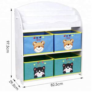 Juguete de los niños unidad de almacenamiento con <span class=keywords><strong>3</strong></span> de las estanterías y de tela 4 cajas - Product Image 3