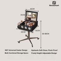 Coiffeuse vintage avec miroir rabattable et bureau de maquillage réglable en hauteur, coiffeuse d'angle mobile pour femmes et jeunes filles
