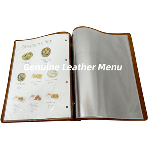 Couverture de menu en cuir rétro fou avec logo personnalisé A5 Bar <span class=keywords><strong>Restaurant</strong></span> Menu Dossier Livre Bill Holder <span class=keywords><strong>Restaurant</strong></span> Accessoires de table - Product Image 2