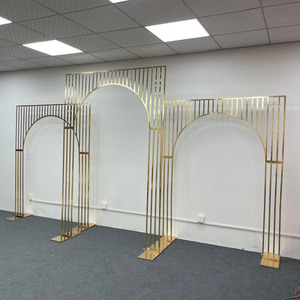 KL-FS006 <b>Wedding</b> Gold Metal Arch Flower <b>Stand</b> <b>Backdrop</b> Iron Frame Flower <b>Stand</b> Screen Background for Events Decoration - Product Image 1