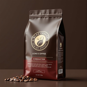 Sac à <span class=keywords><strong>café</strong></span> personnalisé avec valve et fermeture éclair, emballage en plastique à fond plat debout, imprimé, 500g, pochette en mylar mat en aluminium - Product Image 6