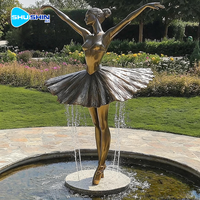 Sculpture de fontaine de danseuse de ballet en bronze plaqué antique sur mesure grandeur nature pour la décoration de jardins et parcs extérieurs traditionnels