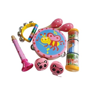 Ensembles d'instruments de musique Orff colorés en gros, jouets d'éveil musical pour bébés, éveil musical précoce, castagnettes, tambourin - Product Image 1
