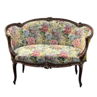Amerikanisches Retro Massivholz Dreisitzer-Sofa-Set Französischer Vintage Wohnzimmer Stoffbezogener Geschnitzter Stuhl Landhaus-Studiostuhl