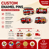 Badges en émail personnalisés en gros, design camion de pompiers, fabrication directe usine, OEM ODM, stock disponible