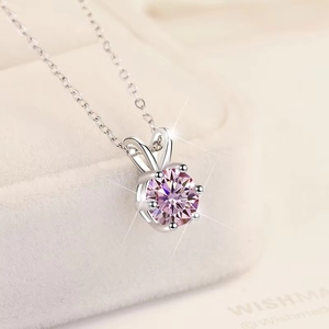 Exquisiter Modischer Schmuck Sechsklauen-Schliff VVS1 Mehrfarbiger Moissanit Rhodium-Plattierter S925 Sterling Silber Anhänger - Product Image 3