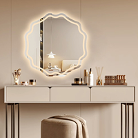 Miroir intelligent rond en verre avec éclairage LED, design floral, grand format, miroir autoportant Art Déco, 40-120 cm