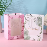 Tas Kado Kertas Seni Mewah Creative Square dengan Jendela, Souvenir Ulang Tahun, Tas Bunga, Cetak UV, Merek Jiaxiang untuk Kerajinan Hadiah