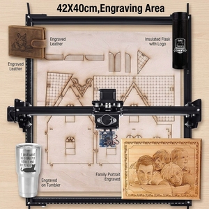 Máquina de Corte y Grabado Láser CNC 4240 de Último Modelo con Mesa de 42*40cm, Láser de Diodo, Motor Paso a Paso, 24V 2A - Product Image 1