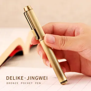 Delike JINGEWI fashion design Bronze pocket fountain pen EF small art nib student adult writing calligraphy pen made in China