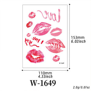 8 pièces de tatouages temporaires <span class=keywords><strong>sexy</strong></span> pour <span class=keywords><strong>couples</strong></span>, tatouages temporaires pour la Saint-Valentin, autocollants de baisers, cœur, fleur, faux tatouages pour le bras, le corps, le visage - Product Image 6