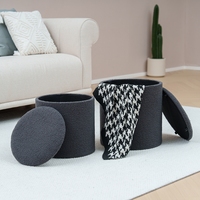 Bailey Vente en gros Personnalisable Teddy Round Storage Ottoman Chair Lot de 2 Pouf pour le salon