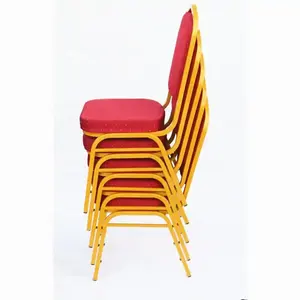 저렴한 주식 호텔 의자 빨간 웨딩 의자 도매 쌓을 수있는 알루미늄 골드 호텔 연회 의자