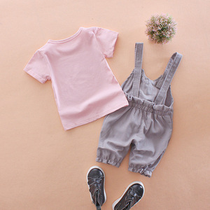 Ensembles de vêtements pour nouveau-nés, combinaisons mignonnes à bretelles pour bébés filles avec un adorable motif de chat, vente en gros - Product Image 2