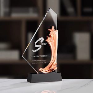 Cadeau souvenir personnalisé verre carré ceinture transparente étoile métal médaille trophée - Product Image 4