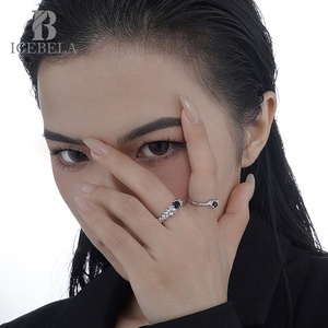 Anillo de <span class=keywords><strong>Plata</strong></span> Pura S925 con Zirconia Cúbica, Diseño Coreano ICEBELA, Textura Arrugada, con Diamantes en Relieve - Product Image 5