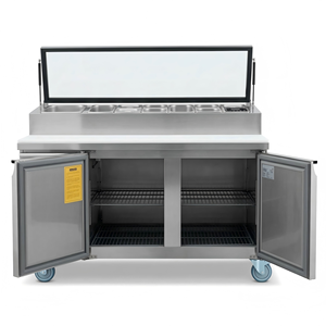 <span class=keywords><strong>Table</strong></span> de préparation de salades en acier inoxydable commercial avec réfrigérateur et protection anti-éclaboussures en verre, réfrigérateur de préparation de sandwichs pour restaurant, Subway - Product Image 2