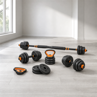 Connecteur d'haltères convertible 3 en 1 en PVC noir et orange, haltères réglables 30 kg, ensemble d'haltères réglables pour la maison