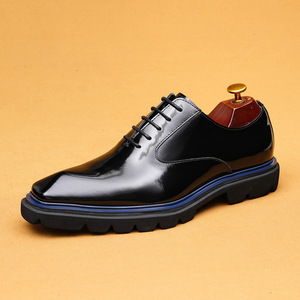 Zapatos de cuero casuales para negocios - cuero vacuno genuino, coloridos, suela gruesa, con alza, estilo británico, zapatos Oxford versátiles - Product Image 4