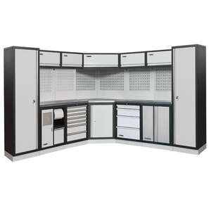 Fervi Modular Workshop Furniture A008L <b>Steel</b> White 8 Layer Combinable Main Sub <b>Rack</b> - Product Image 1