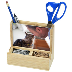 Porte-stylo et support de cartes en bambou personnalisé avec logo, organisateur de bureau, décoration maison et bureau, écologique, bois naturel, pour entreprises - Product Image 2