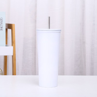 Gobelet isotherme en acier inoxydable à double paroi de 710 ml, tasse à café en métal avec paille, tasse de voyage pour lait et jus