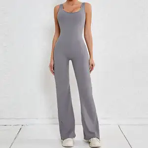 Dames 8 Kleuren XS-XL Klassieke Lange Uitlopende Leggings Dance Jumpsuit Sexy Rug Uitgeholde Scrunch Butt Yoga Jumpsuit 2024