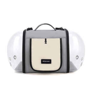 Transparent Semi-Circle Soft-Sided Pet <b>Backpack</b> Carrier with Zipper Closure Breathable Mesh Solid Pattern for <b>Cats</b> Gray - Product Image 2