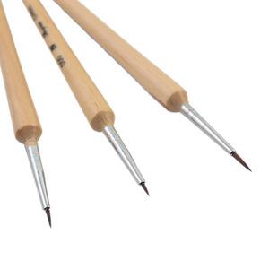 3Pcs Wood Color Nylon Nail Art Liner Brush <b>Set</b> Ultra Fine Tip <b>Crimped</b> Flower Drawing Pens for Gel Painting - Product Image 1