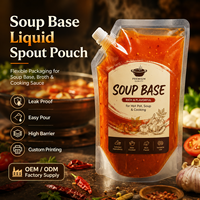 Pochette souple imprimée avec bec verseur, sachet d'emballage flexible haute barrière anti-fuite pour soupes et aliments liquides