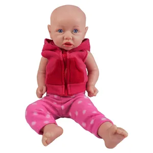 Unpainted Full Solid Silicone Soft Realistic Artificial 18 Inch 44Cm Open Eyes Reborn Baby Girl For Small Kids