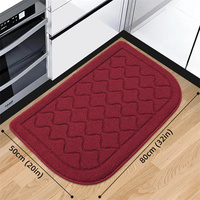 Tapis de cuisine demi-cercle durable résistant à la saleté, absorbant anti-dérapant, tapis de sol de cuisine rouge pour la maison