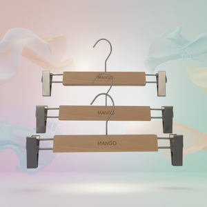 <span class=keywords><strong>Cintre</strong></span> pour pantalon en bois de hêtre finition naturelle mate, style homme, dossier incurvé, base plate, bord droit - Product Image 2