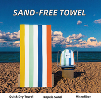 Sand Free Woven Rectangle Quick Dry Breathable Cotton Microfiber 300-499 GSM All-Season Modern Beach Travel Towel
