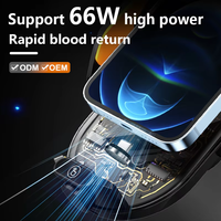Chargeur sans fil pour voiture en verre transparent 15W, support de charge 66W, support de téléphone à fixation automatique pour voiture avec chargeur sans fil