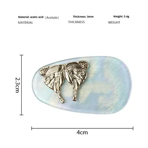 กิ๊บติดผมรูปผีเสื้อสีทองสไตล์เชสเชียนซี งานแฮนด์เมดสุดหรู ทำจากอะซิเตท สำหรับเด็กผู้หญิง ขนาด 5 ซม. เหมาะสำหรับติดผมด้านข้างในวันคริสต์มาส - Product Image 5